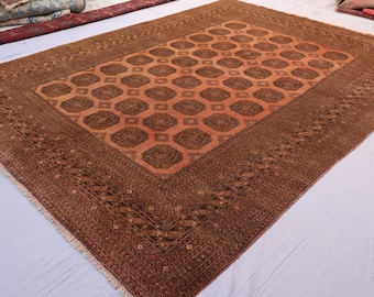 9x12インチのヴィンテージセラピラグ、テラコッタフェードラグ