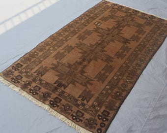 3'9x6'5 ft Terrakotta Antik Teppich, Geometrischer Teppich für Belutschistan, Turkmenischer Teppich, Teppich Teppich, Teppich Teppich Schlafzimmer