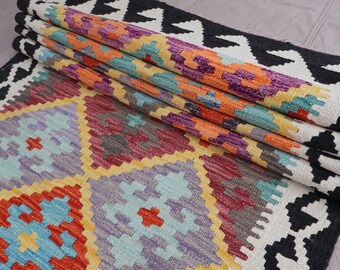 2'8x9'8フィートのランナーアフガンキリムラグ、トルクメンフラット