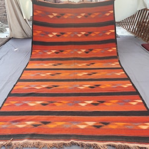 6x12 Antique faded Natural colors Wool Rug, Handmade Kilim Wide Hallway Rug, Oriental Afghan flatweave Boho Carpet, Turkmen Soumak Area Rug