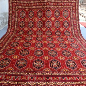 10x13 Vintage Turkmen Rug, Large Sarouk Tribal Rug, Afghan Hand Knotted Veg dyes Soft Wool Rug, Antique Bukhara Rug, Rugs For Living Room