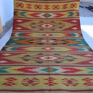 4&#39;9x7&#39;2 ft Antique Kilim Rug, Geometric Vintage Rug, Afghan Handmade Kilim Wool Rug, Turkmen Flatweave Rug, Tribal Soumak Rug, Bedroom Rug