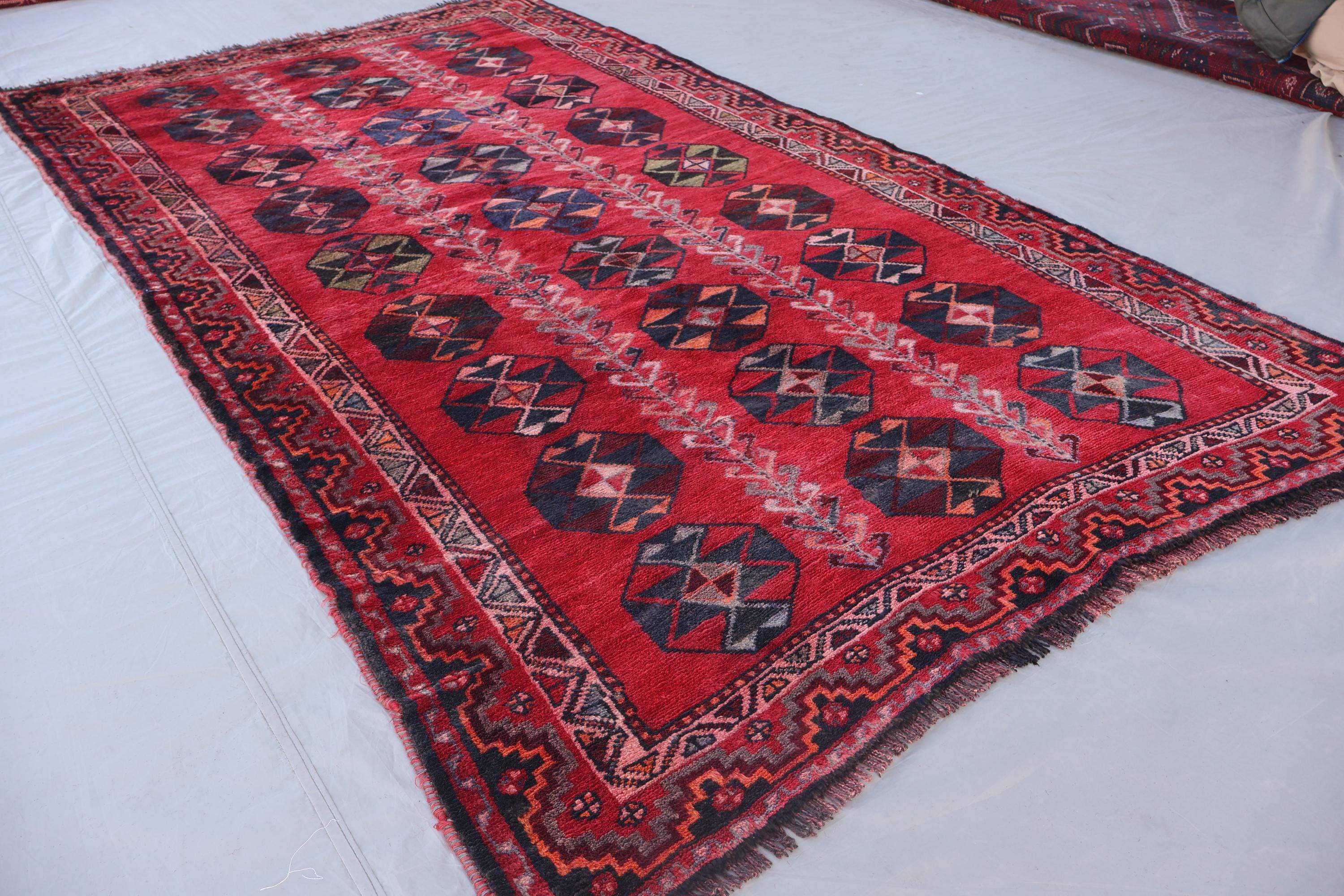 5x9 Antique Caucasian Rug Turkish Geometric Rug, Handmade Wool Soft Pile Rug, Afghan Tribal Rug, Kitchen Rug, Dining Table Rug, Oriental Rug