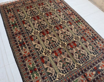 3x5 Handmade Afghan Rug | Area Rug Afghan Caucasian Design Wool Rug, Rugs for Living Room | Oriental Turkmen Rug | Kitchen 100x150 cm Carpet