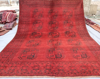 7x9 ヴィンテージ ラグ - アンティーク アフガニスタン ハンドメイド