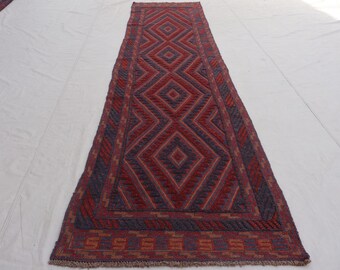 【1920s！】アンティーク トライバルラグ アフガンラグ ヴィンテージラグ 1920 年代のアンティーク 4'4 x 11 フィートのランナー ラグ