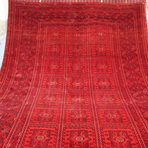 200x300 Antiker Turkmenischer Teppich Hochwertiger Roter Buchara Orientteppich, Handgemachter Wollteppich, Schlafzimmer Teppich, Esstisch Teppich