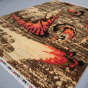 5x7 ft Afghan Modern Rug Hand Knotted Wool Gabbeh Rug, Natural Vegetable dyes Rug, Abstract Art Rug, Home decor 150x200 cm Area Rug, Bedroom