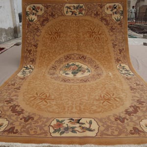 Birds 6x9 Floral Art Deco Rug, Hand Knotted Wool Area rug - Home Décor Vintage Chinese Rug - Antique Oriental rug - Rugs for Living Room