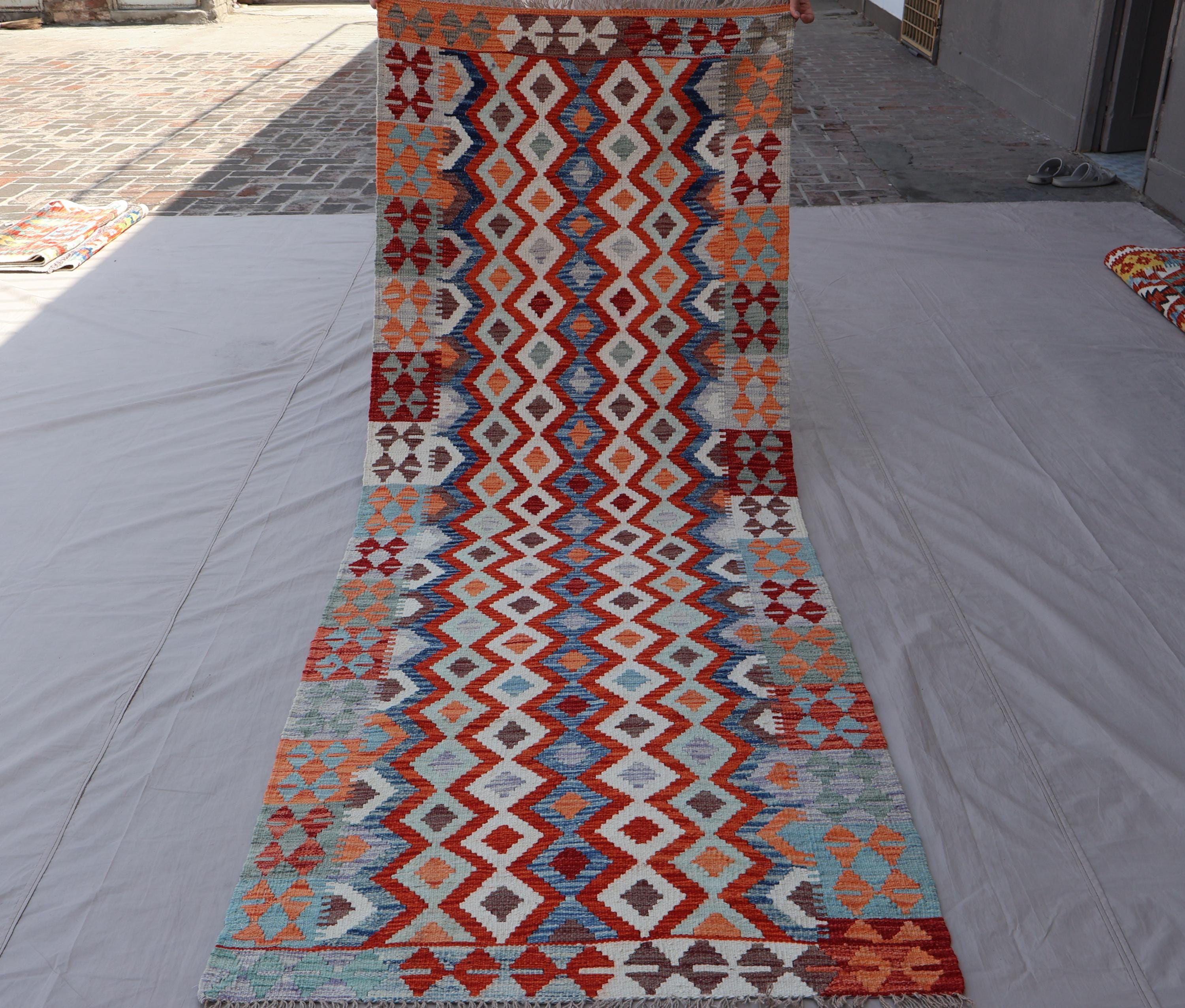 3'3x8'6フィートのランナーラグ、フラットウィーブキリムランナーラグ