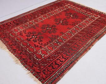 Tappeto vintage unico nel suo genere, 2'8x3'5 piedi, tappeto afgano fatto a mano in lana a pelo corto, piccolo tappeto, design tribale baluchi caucasico, arredamento per la casa, tappeto per camera da letto
