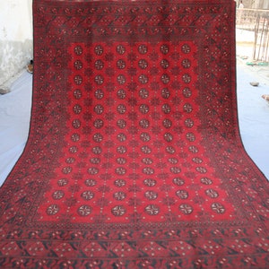 7x10 Vintage Area Rug - 6&#39;8x9&#39;9 Ft Afghan Handmade Veg Dyes Wool Rug - Antique Oriental Rug - Tribal Bukhara Turkmen Rug - Living Room Rug