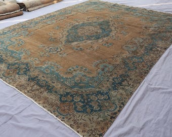 10x13 Großer Terrakotta Teppich 1920er Antiker Teppich, Handgeknüpfter Wollteppich, Wollteppich, Kurzflor Teppich, Schlafzimmerteppich