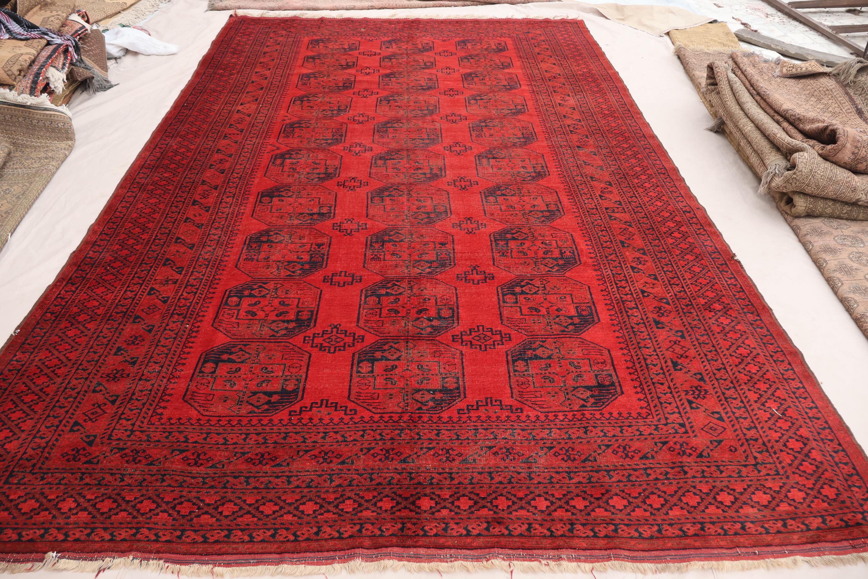 Large Vintage Rug 9x16 Ft Collectors Piece Antique Turkmen Ersari Rug ...