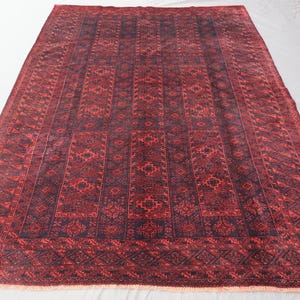 大型ヴィンテージラグ　ウール　トルクメン(219×149cm)赤　レッド 大型ヴィンテージラグ ウール トルクメン(219×149cm)赤 レッド
