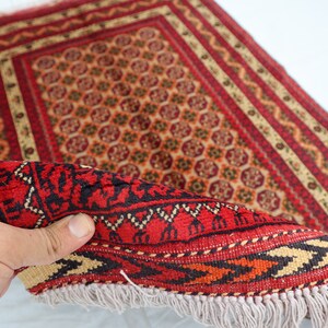 3x5 Tribal Area Rug - Red Afghan Hand Knotted Wool Rug made w/ Natural Dyes - Bathroom Rug - Kids room Rug - Entryway Rug - Living Room rug