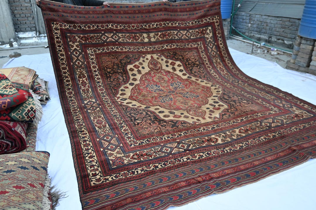 Dilapidated Rug 10x12 Antique Rug, Terracotta Distressed Rug, Handmade Wool Rug ...