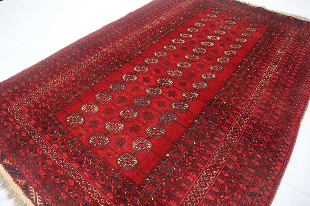 Antique Bokhara Rug, 5x8 Ft Vintage Turkmen Tekke Area Rug, Handmade