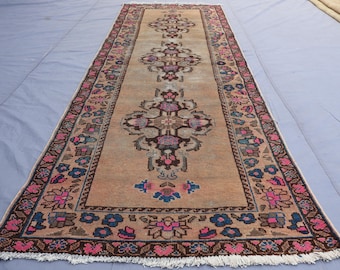 2'4x9'2 ヴィンテージ ランナーラグ、マシュワニ ハンドメイド