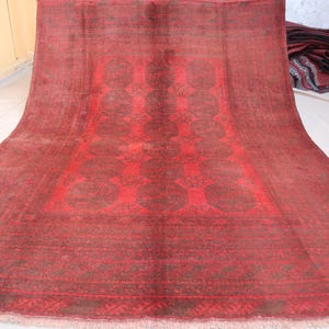 7x9 Vintage Turkmen Ersari Bukhara Rug - Traditional Handmade Wool Oriental Rug, Afghan Tribal Area Rug - Rug for Living Room - Bedroom Rug