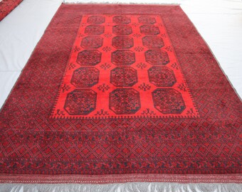 7x10 アンティーク トルクメン テケ エルサリ ラグ、アフガニスタン手