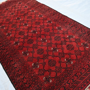 Collectors piece 3&#39;5x6&#39;2 ft Antique 1960s Turkmen Bashiri rug, Hand knotted Wool Rug, Oriental Afghan Rug, Tribal Vintage Rug, Bedroom rug