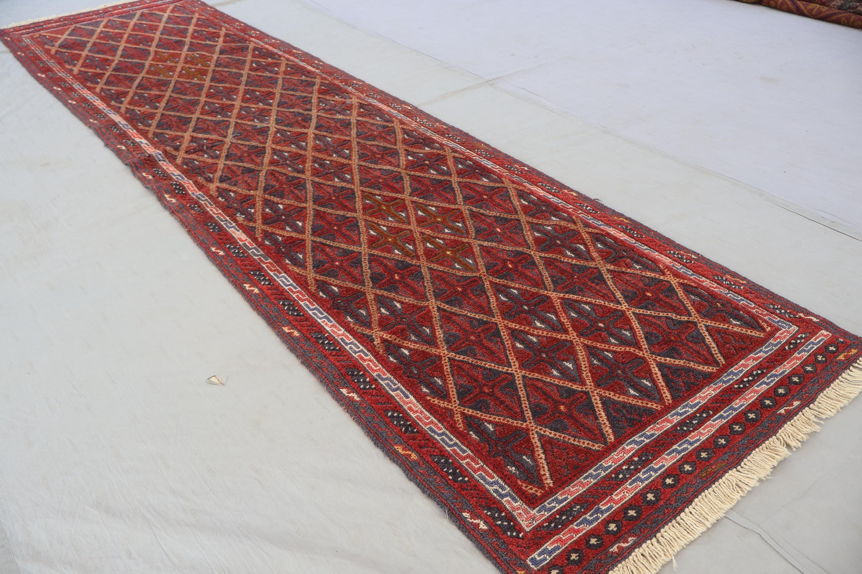 トライバルラグ　ヴィンテージラグ　アフガン　トルクメン　ランナーサイズ　美品 トライバルラグ ヴィンテージラグ アフガン トルクメン ランナー