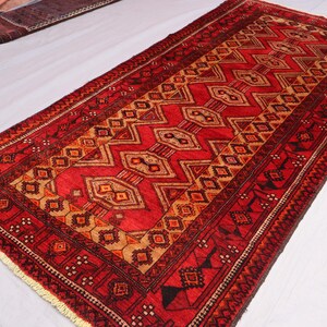 4x8 Brown Red Vintage Rug, Soft Pile Handmade Wool Rug, Geometric Oriental Rug, Antique Tribal Rug, Afghan Ethnic Baluchi Rug, Bedroom Rug
