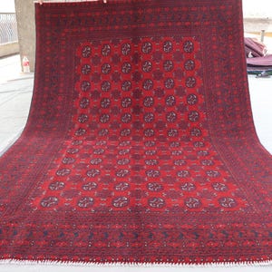 7x10 Vintage Rug, Afghan Bokhara Rug, Handmade Wool Rug, Oriental Large Area Rug, Turkmen Tribal Rug, Bedroom, Living Room Rug, Oriental Rug