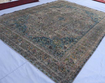 10x13 Terrakotta Antiker Teppich 1920er Jahre Großflächenteppich 240 x 32'7 "afghanischer Teppich, Kurzflor Teppich, türkischer Heriz Teppich, Schlafzimmerteppich