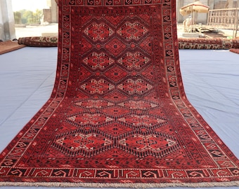 Antique Rug 3&#39;3x6&#39;4 ft One of a kind Vintage Caucasian Geometric design Afghan Handmade Wool Area Rug, Turkmen Oriental Rug, Bedroom Rug
