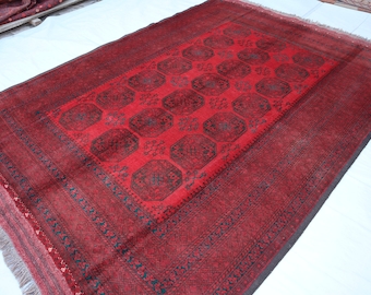 7x10 オレンジ トルクメン エルサリ ラグ - 手編み ベジ染料