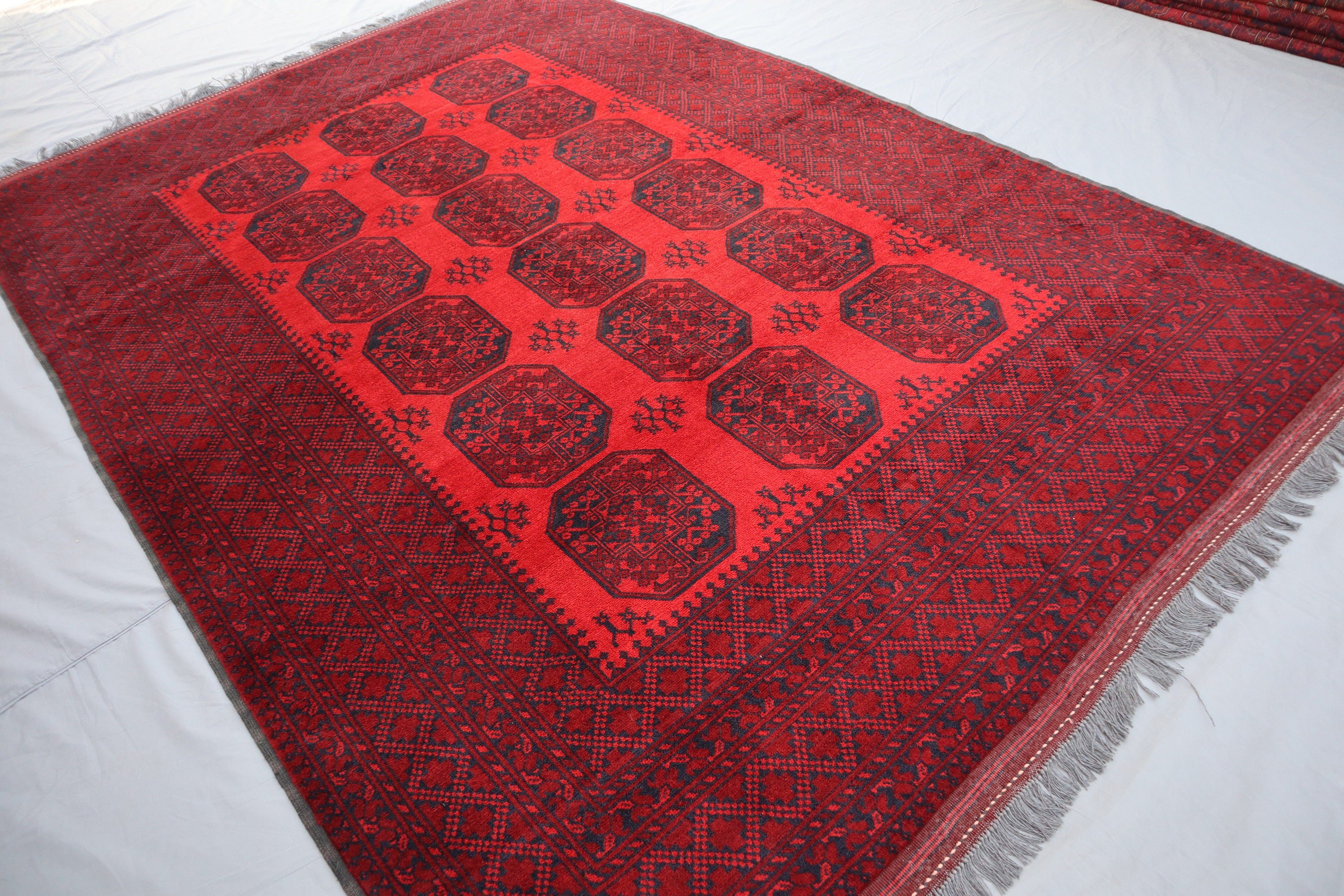 7x10 アンティーク トルクメン テケ エルサリ ラグ、アフガニスタン手