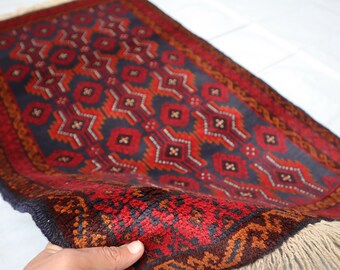 3 x 5 フィートのヴィンテージ アフガン バルーチ ハンドメイド ウール