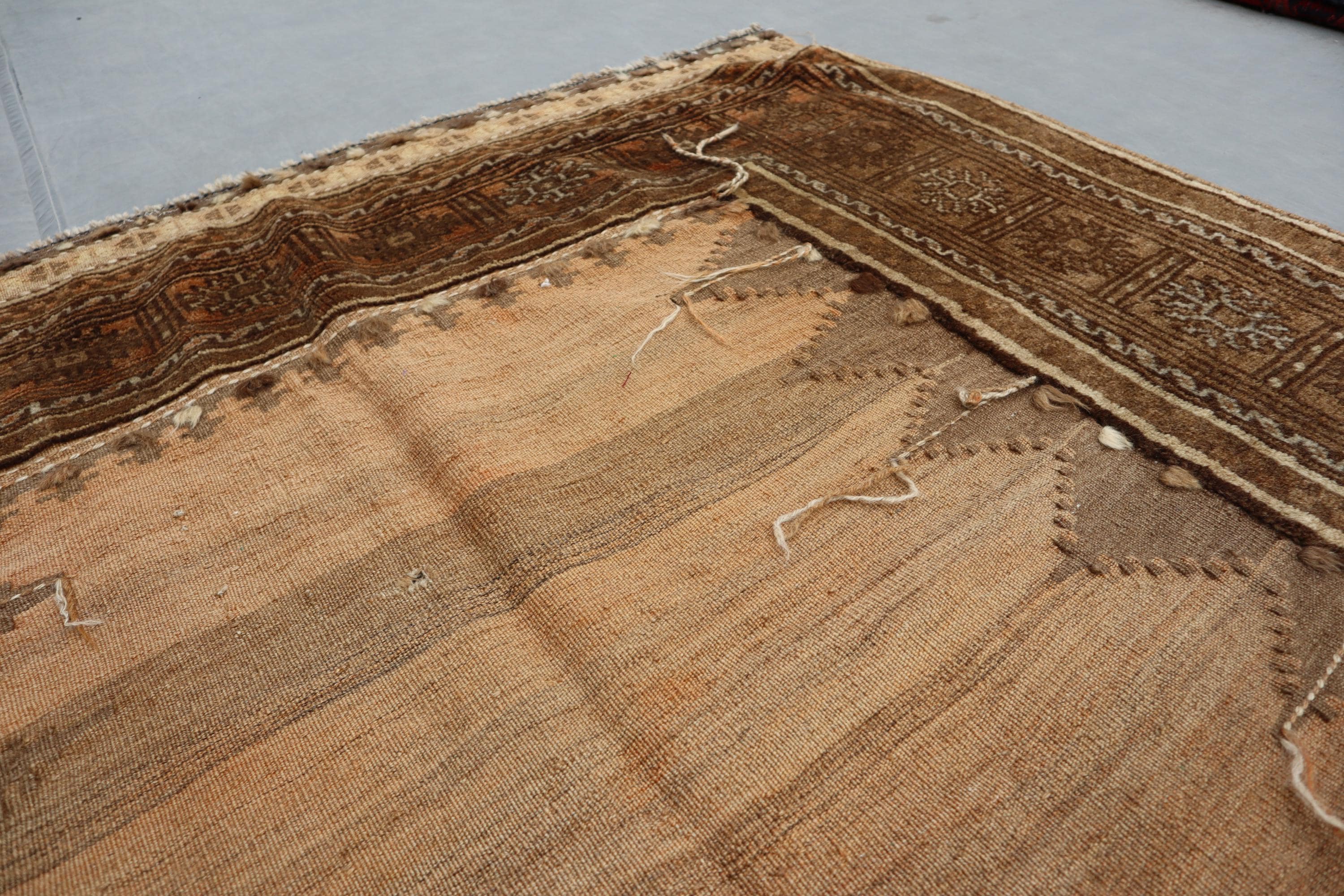 4x4 Ft Antique Square Rug, Terracotta Vintage Afghan Baluch Area Rug ...