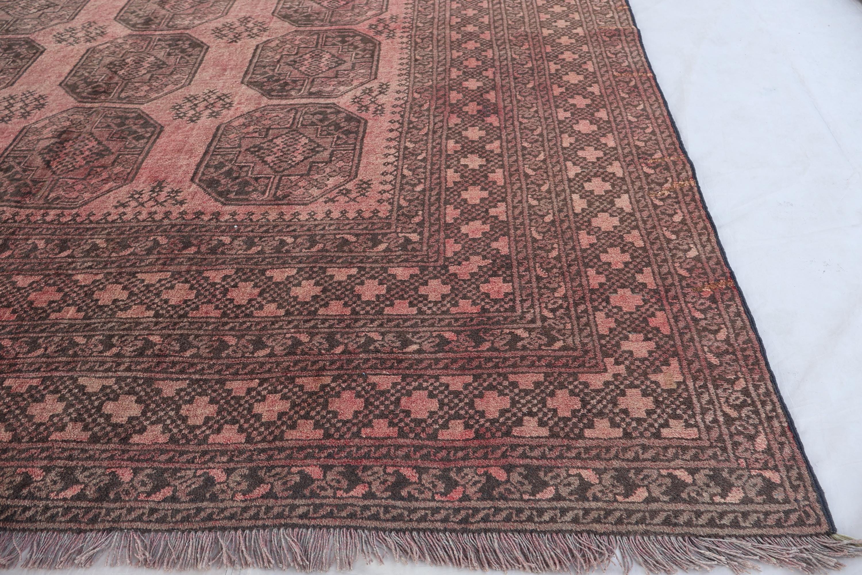 8 x 11フィートのアンティークテラコッタ色あせラグ