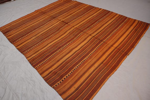 1940 年代アンティーク オレンジ レッド 5 x 7 フィート