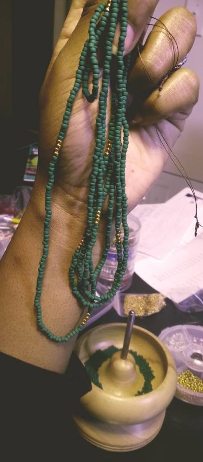 Money Green and Gold Waist Beads