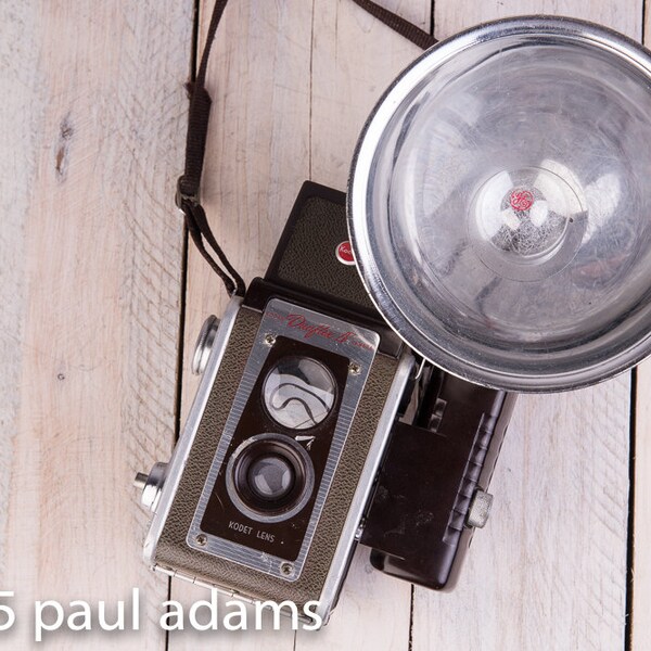 1950s Kodak Brown Duaflex IV Box Camera With Kodalite Flasholder, Box and Manual | Vintage Kodak Box Camera | 620 Film Camera