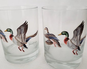 Vintage Duck Bar Glasses Signed