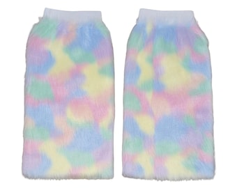 Atomic Laundry Apparel Pastel Rainbow Rainbow Fluffy Legwarmers/Raver/Gogo/Festival/Pride/Burning Man Legwarmers//Fluffies