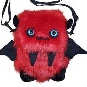 Spooky the Red Floof Monster Friend BACKPACK/Messenger Bag/Monster Backpack/Monster Purse/Monster Messenger Bag/Kawaii Fluffy Bag