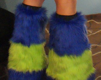 Seahawks inspired Fluffy Legwarmers/Seahawks Legwarmers/Seahawks Fluffies/Seahawks Leggings/Seahawks Socks/Seahawks Boot Covers/READY 2 SHIP