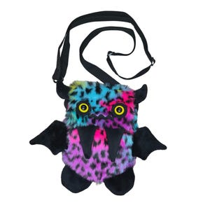 Rainbow Leopard Floof Monster Friend BACKPACK/Messenger Bag/Monster Backpack/Monster Purse/Monster Messenger Bag/Kawaii Fluffy Bag