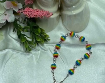 Pride Pocket Prayer Beads | Handmade Anxiety Relief Fidget Beads | LGBTQ Grounding Meditation Beads | Spiritual Self Care Pocket Rosary