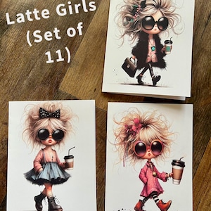Latte Coffee Girls Cards (set di 11 carte)