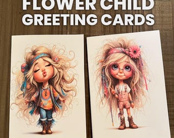 Cartes de voeux fleur enfant (lot de 7)