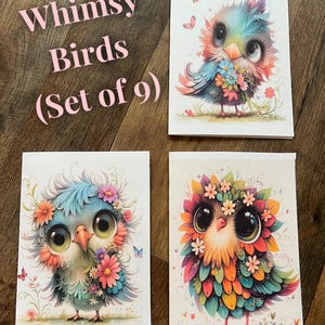 Carte Whimsy Birds (set di 9 carte)