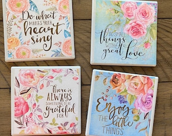 Flowers with sayings Coasters
