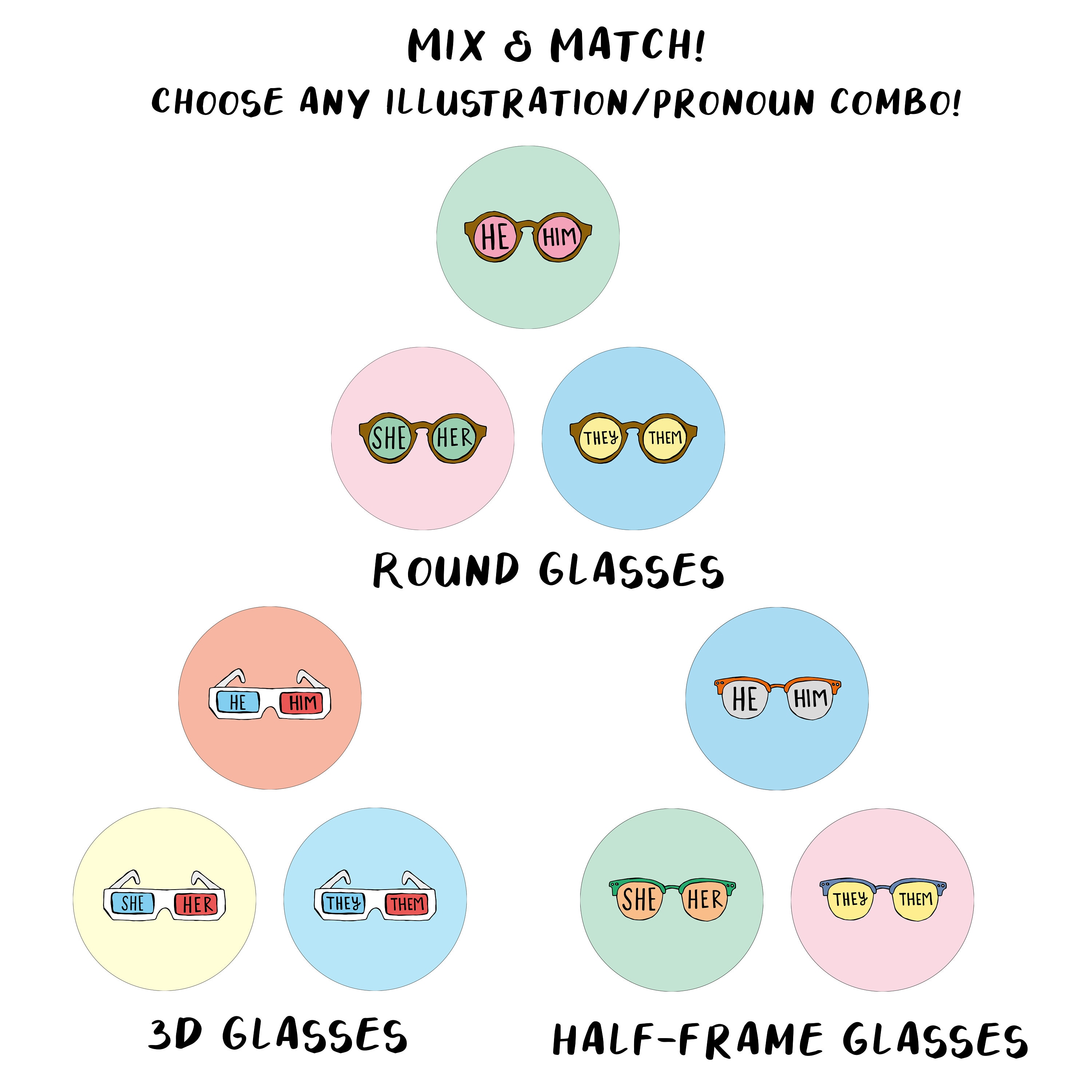 Pronoun Pocket Mirror He/him She/her They/them Assorted Etsy